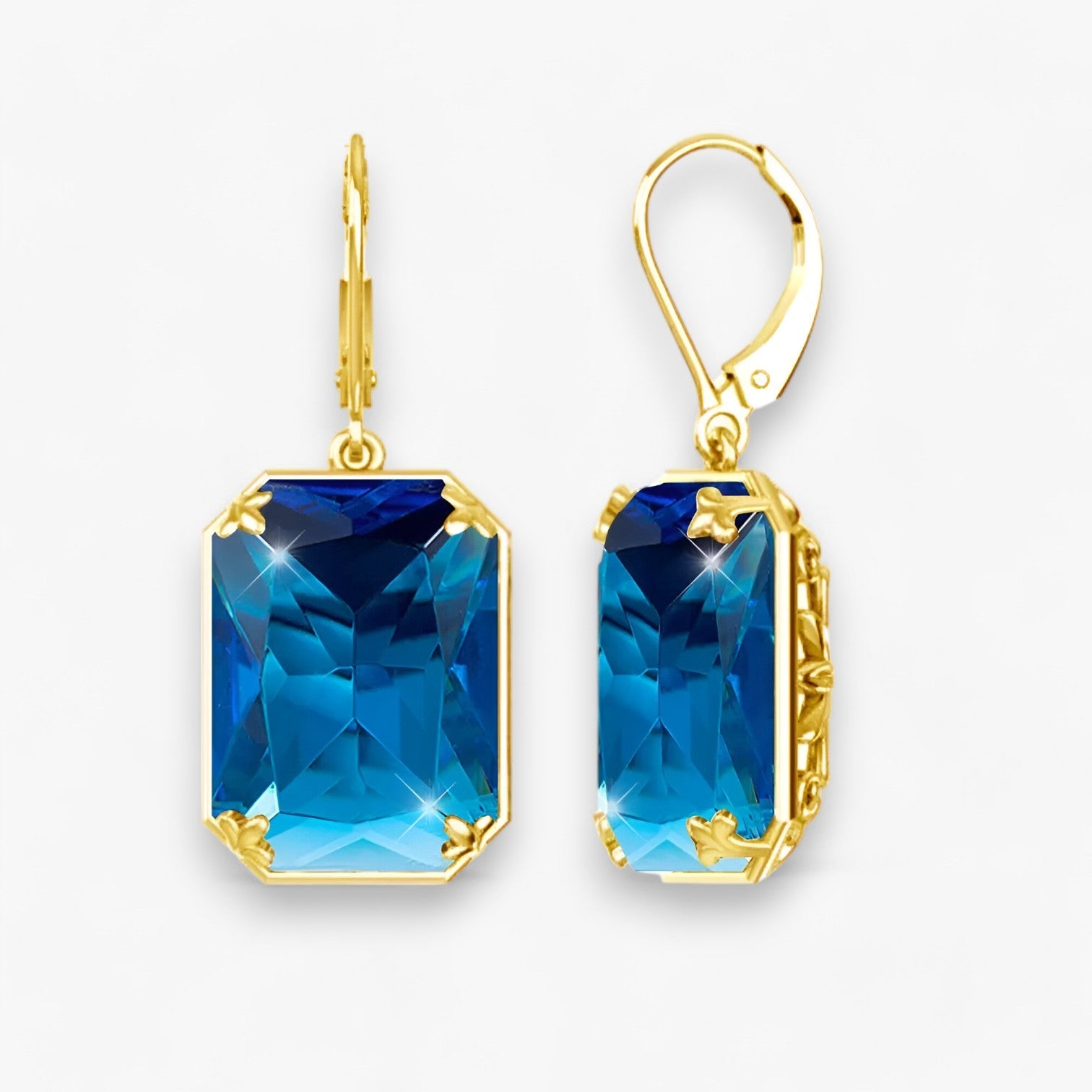 Amelia | Boucles d'oreilles pendantes en topaze bleue