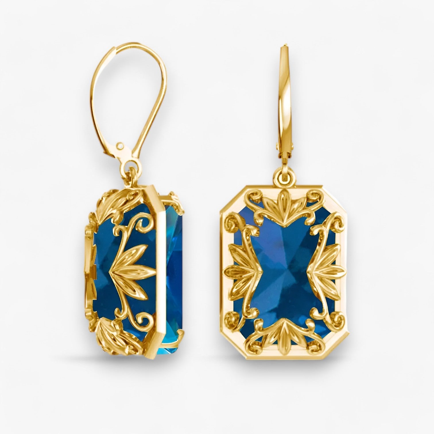 Amelia | Boucles d'oreilles pendantes en topaze bleue