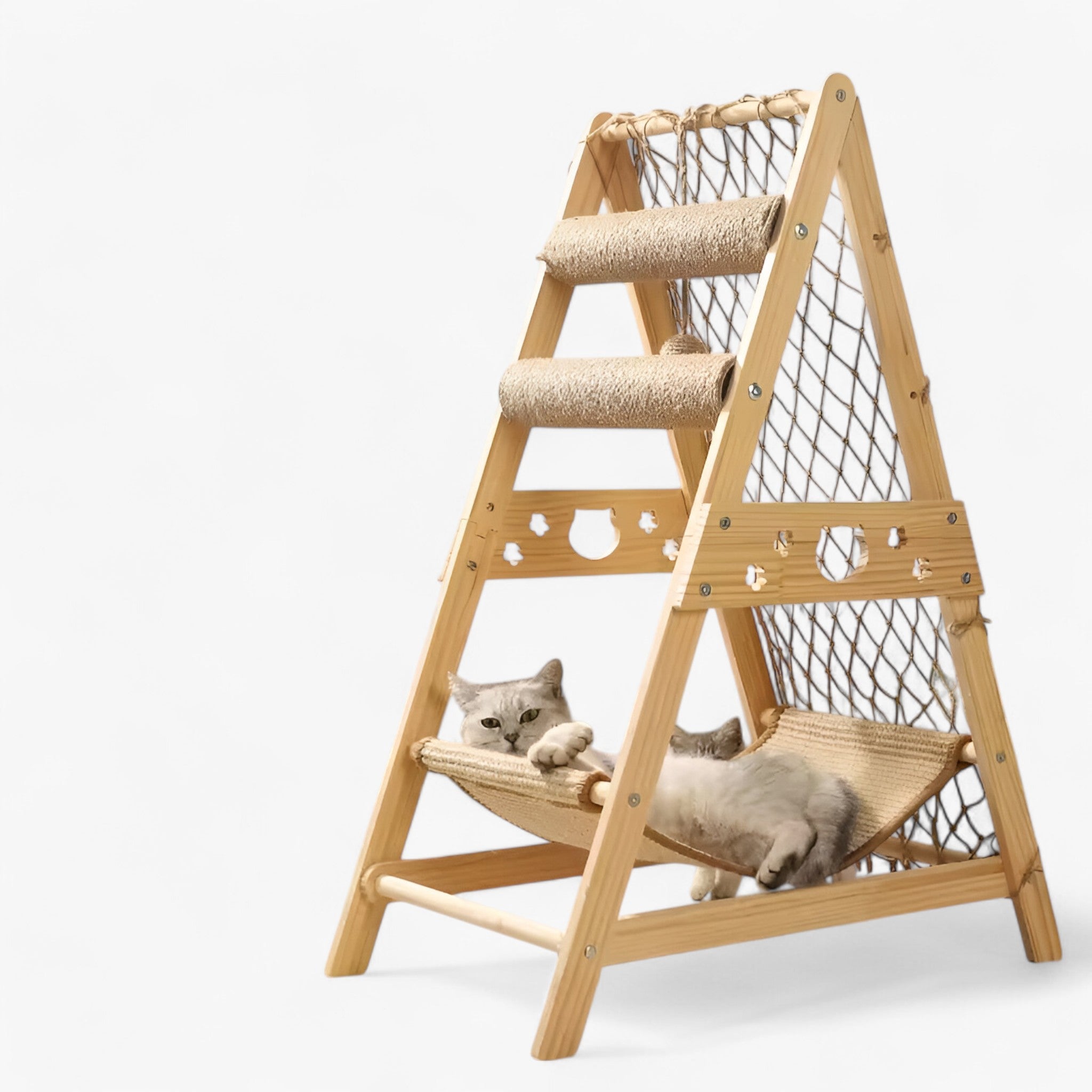 Milo | Lit en bois pour chat avec plateforme de jeu