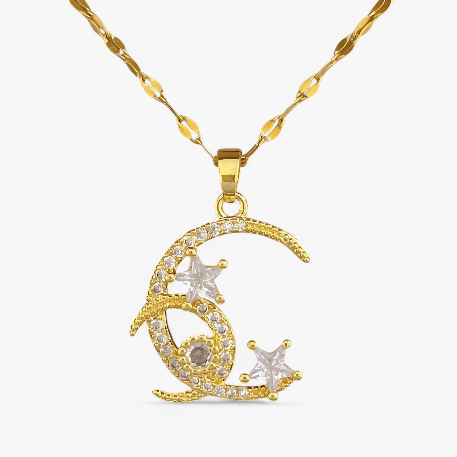 Belle | Collier Lune & Étoiles en Acier Inoxydable