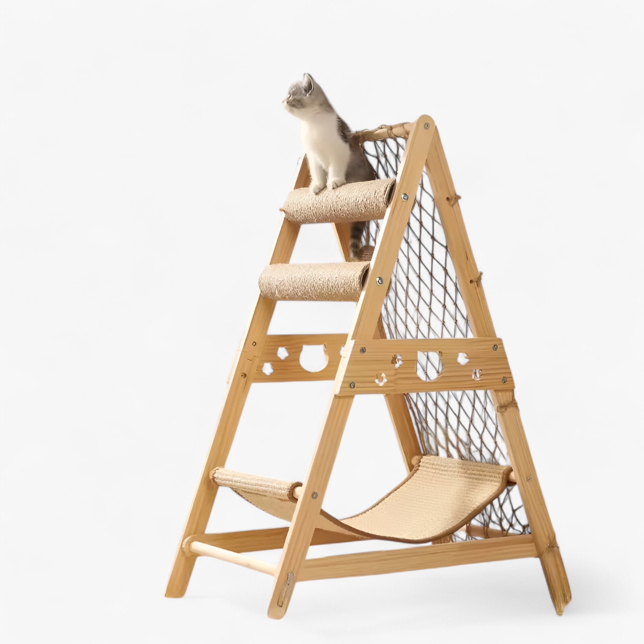 Milo | Lit en bois pour chat avec plateforme de jeu