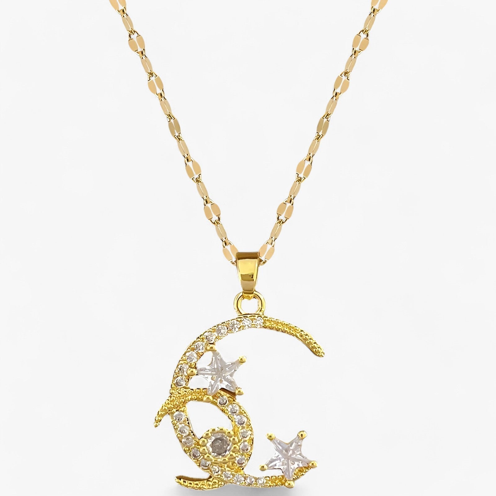 Belle | Collier Lune & Étoiles en Acier Inoxydable