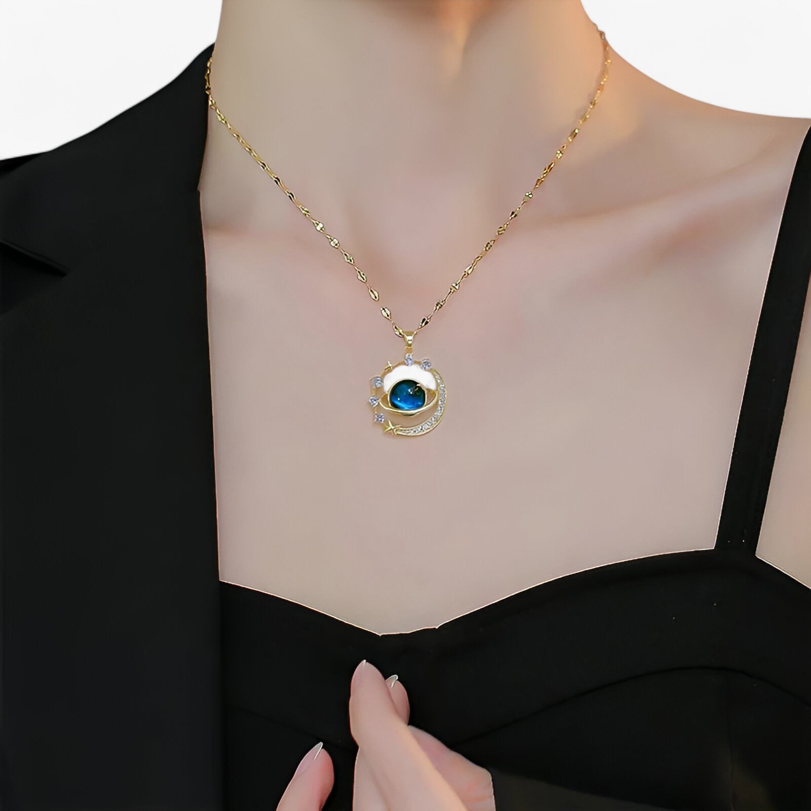 Claudine | Collier avec ciel étoilé doré