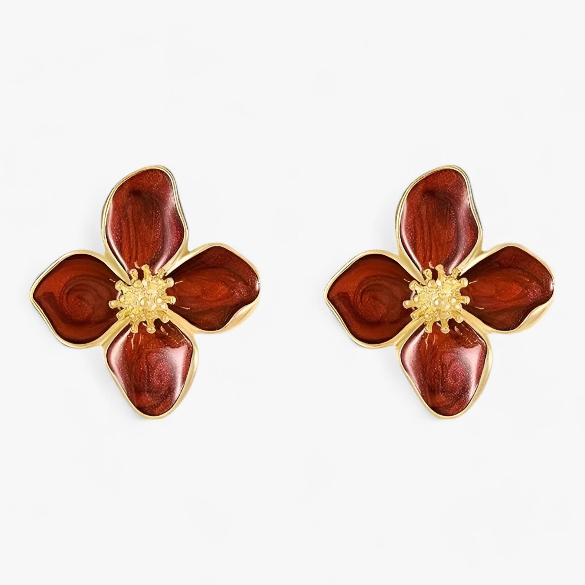 Soo | Boucles d'oreilles fleurs rouges