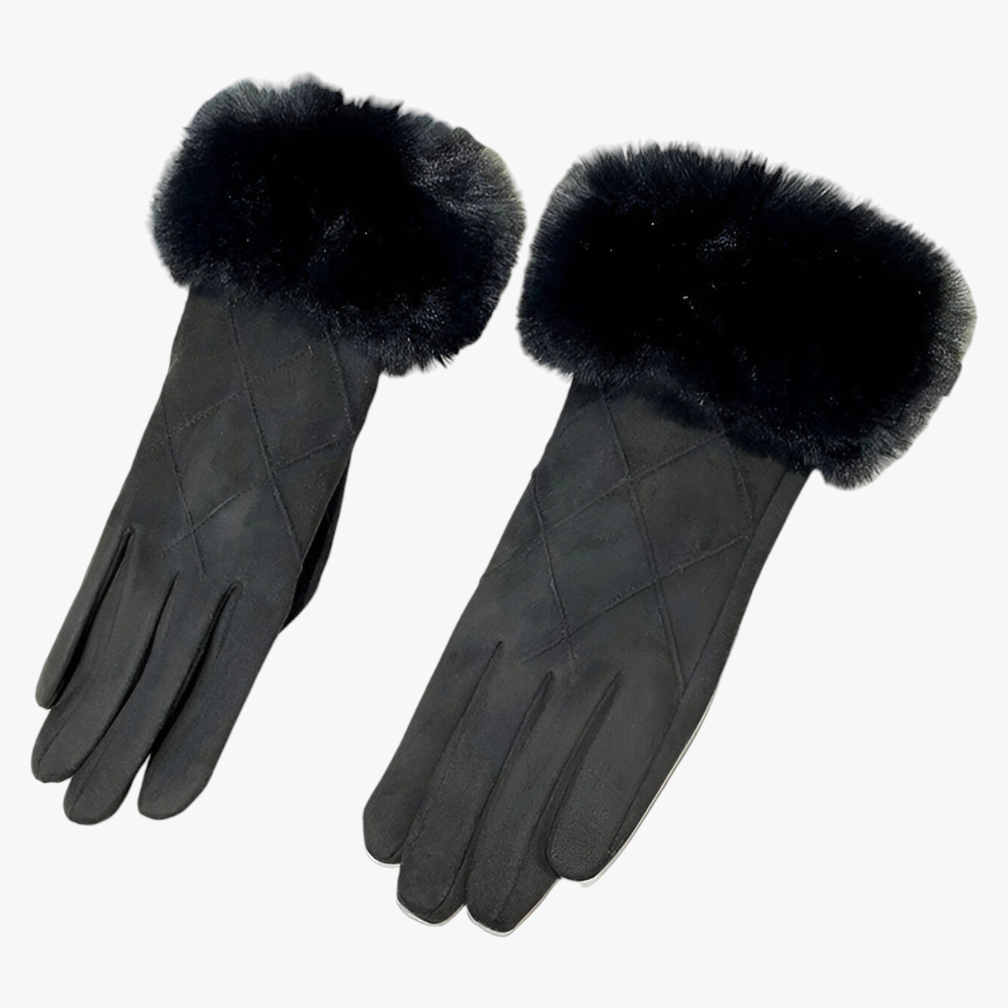 EleganceTouch | Gants en Suède à carreaux d'hiver